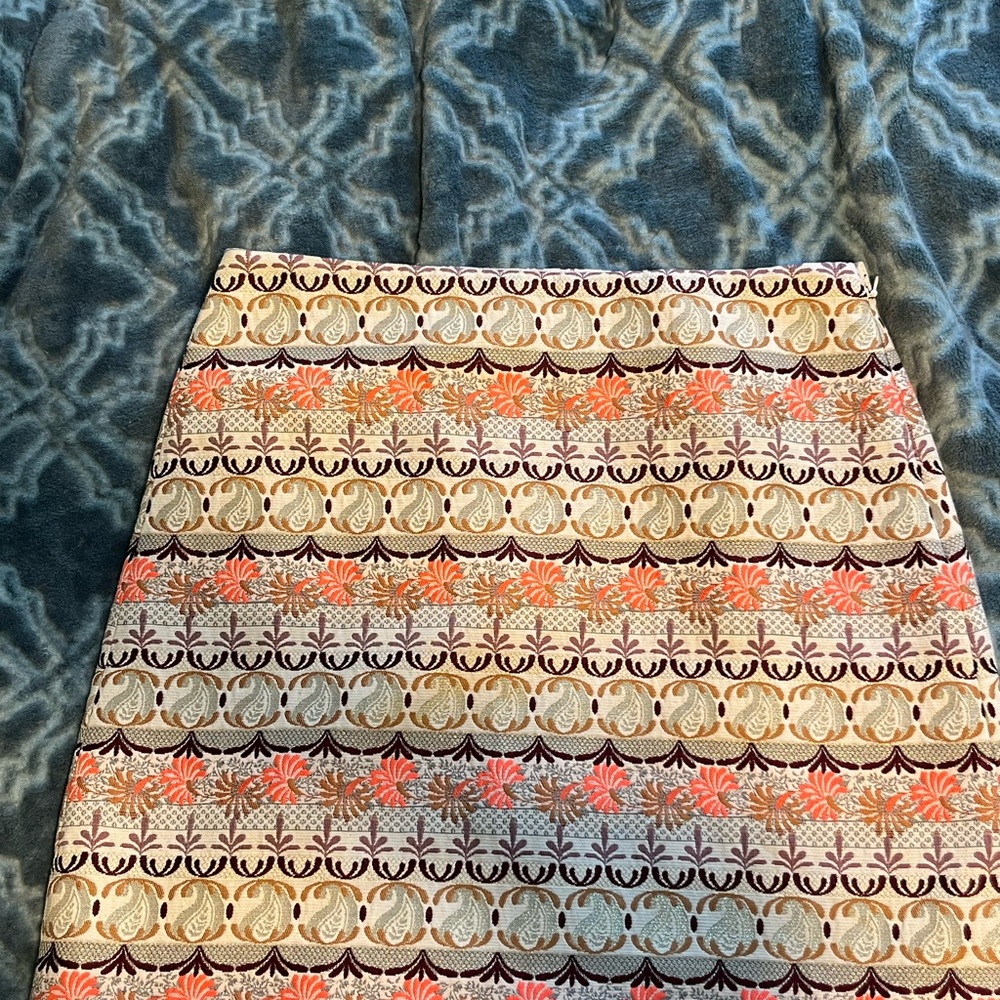 LOFT A-Line Skirt with Multicolor Pattern